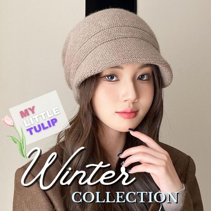 Topi Ciput Rajut Polos / Topi Kupluk Musim Dingin Wanita / Double Knitted Winter Hat / Topi Pet Cipu