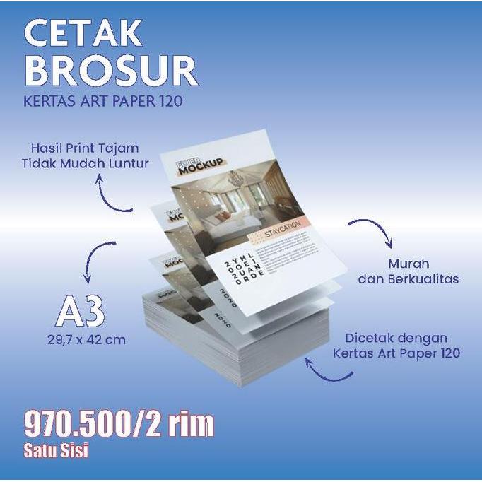 TERMURAH - Cetak Brosur A3 (1 Sisi) 2 rim / 1000 lbr ||Bahan Art Paper 120 gr