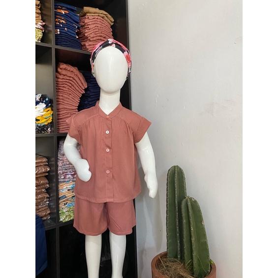 Awet Sora One Set Stelan Polos Rayon Anak Lucu 1-3 Tahun