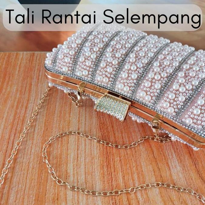 Tas Kondangan Pesta Wanita Kristal Mutiara Pengantin Putih 70640-2