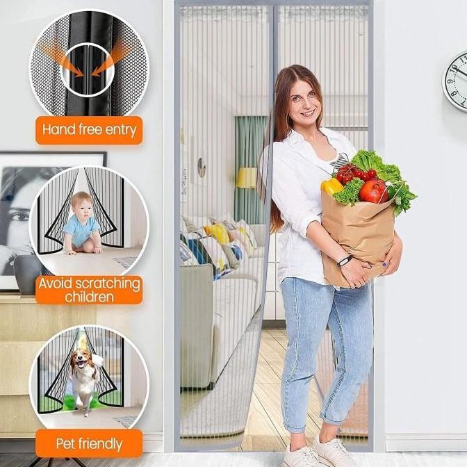 Visitor- Tirai Pintu Magnet Anti Nyamuk Lalat Serangga Kelambu Gorden Kamar Magnet Mesh Jaring Polos
