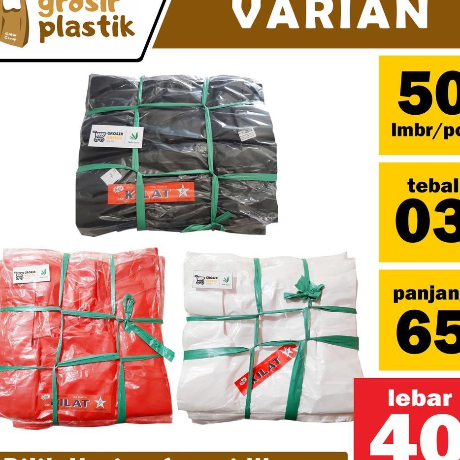Kantong Kresek Bintang Kilat 40X65X03 Isi 50 Lembar Warna Hitam Merah Putih Kresek Laundry Tebal A15