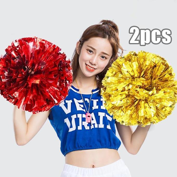GIYANYAR 2pcs Pom Pom Cheerleader Bunga Cheerleader Pom Pom Pemandu Sorak