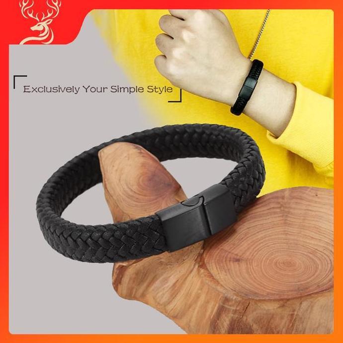 BOTOF Gelang Kulit Tenun Pria Gesper Gelang Kulit Pria Original Gelang Hadiah Ulang Tahun