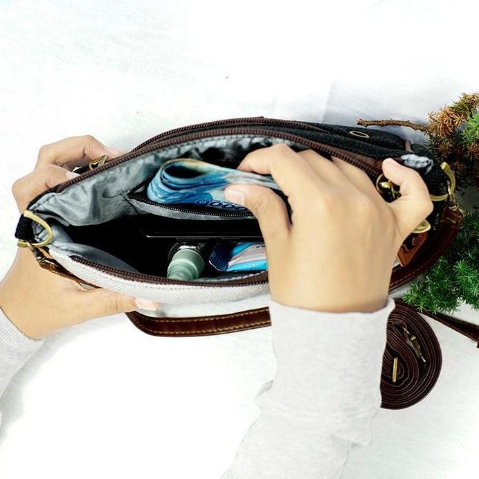 MARAWA Tenzo - Solete Shoulder Bag Tas Etnik Mini Wanita Handmade Cream