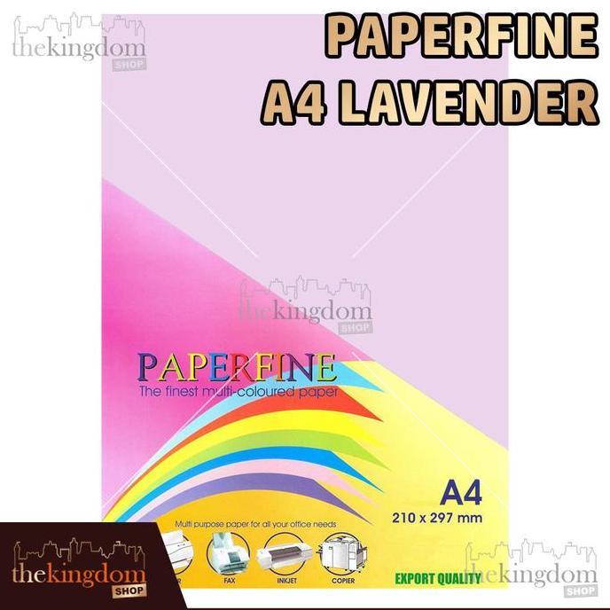 Lansungkirim- Paperfine Kertas Hvs Warna A4 Lavender Purple Ungu Muda 500 Lembar Kode Warna 185