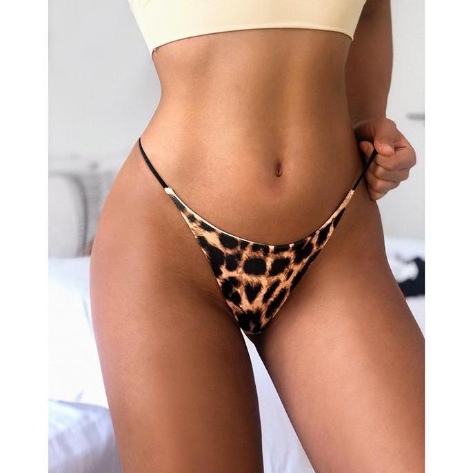 [N.L] Sexy Underwear Leopard Woman Wanita Cewek Cd Thong Gstring Seksi Low-Waist Motif Macan Tutul S