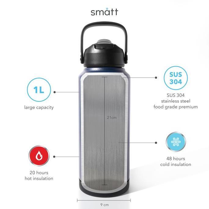 Smatt Double Insulation Bottle Termos 1 Liter Tumbler Stainless 1000ML