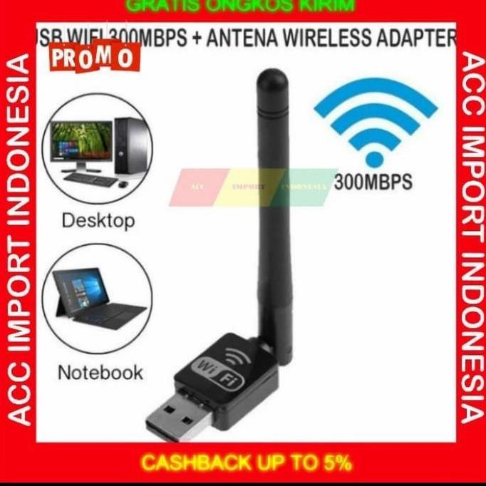 Mmhstore- Penguat Sinyal Usb Adapter Untuk Wifi + Antena 300Mbps Laptop Pc