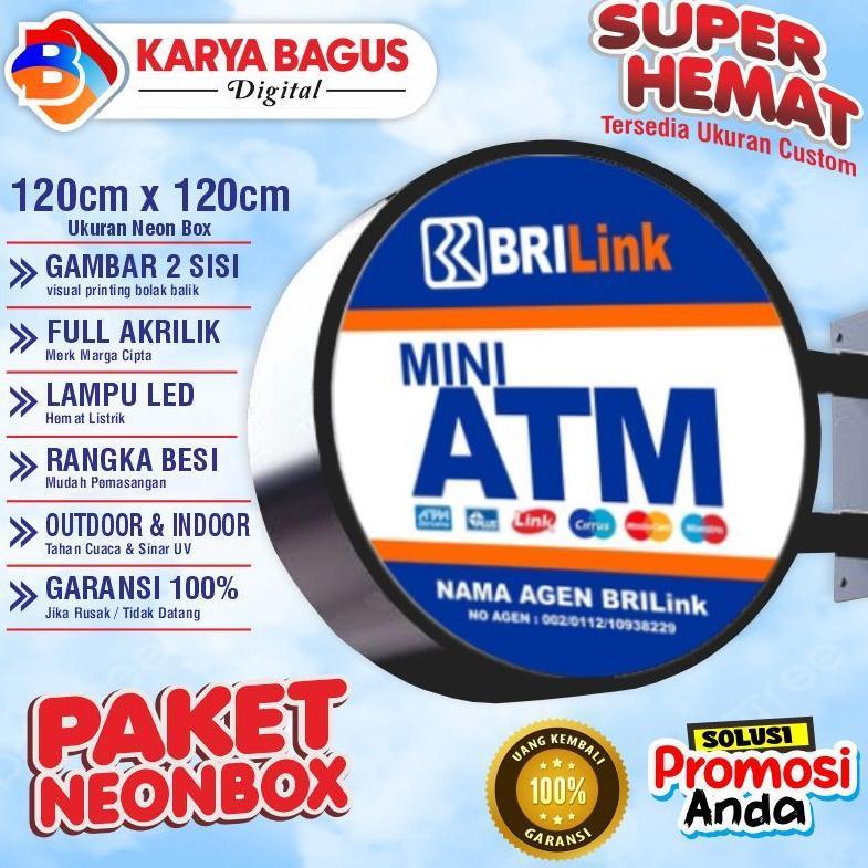 TERBARU 2026!!! Neon Box BRI Link Bulat / Neon Box Bulat 2 Sisi + Bracket Siap Pasang / Neon Box Akr