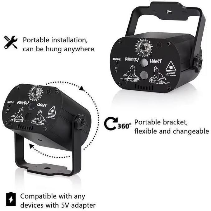Lampu Proyektor Laser Panggung LED Mini Lighting Laser Projector Disco HARA