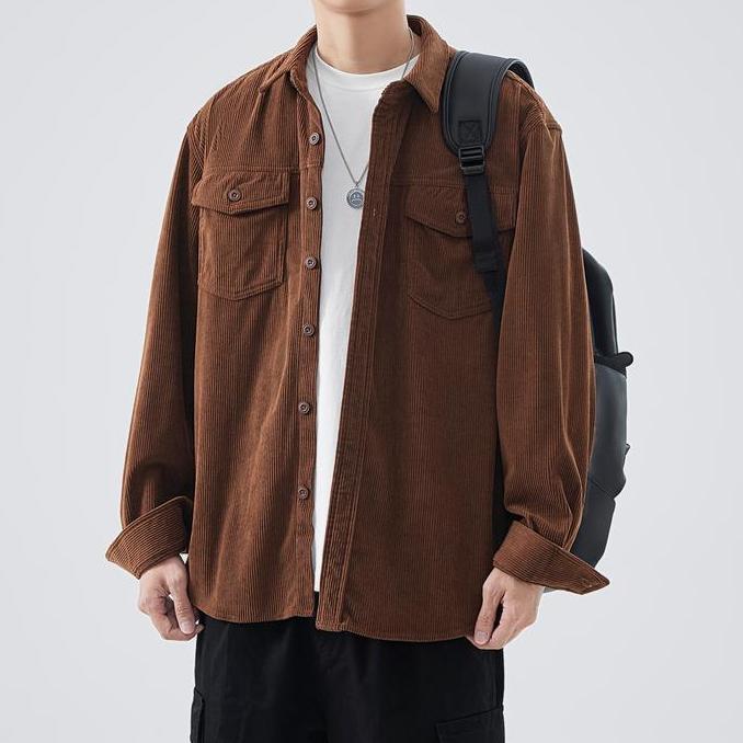 PALING LARIS Kemeja Korduroi Polos Pria unisex Lengan Panjang jaket corduroy pria Kemeja Corduroy Pr