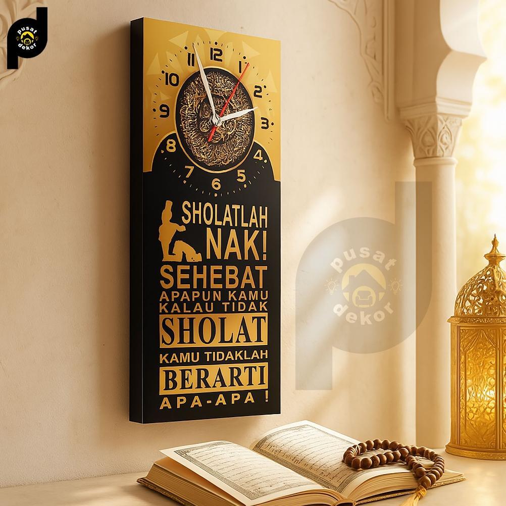 Jam Dinding Islami Sholatlah Nak | Hiasan Dinding rtamu Tempel Tembok Solatlah nak Termurah