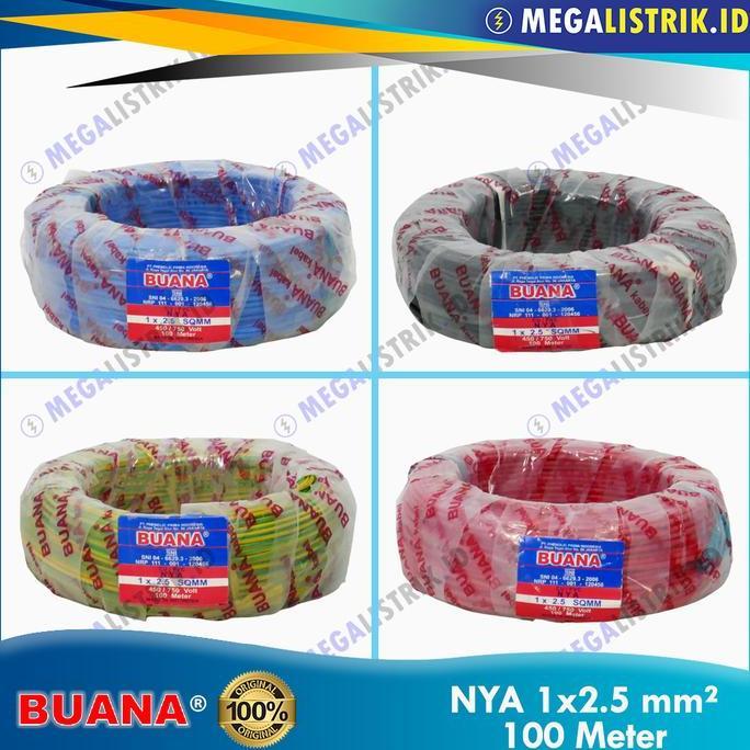 Mbayemseller - Buana NYA 1 x 2.5 mm ( Rol 100 Meter ) / Kabel Listrik Kawat Engkel Tembaga NYA 1 x 2