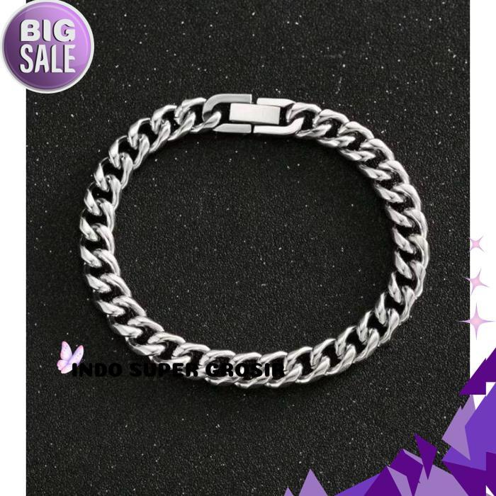 GELANG RANTAI JARANG TITANIUM PRIA - PENGAIT KLIP LEBAR 7-11MM