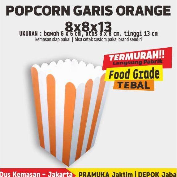 Langsungpas- Box Popcorn Garis 8X8X13 Cm (Isi 50 Pcs)