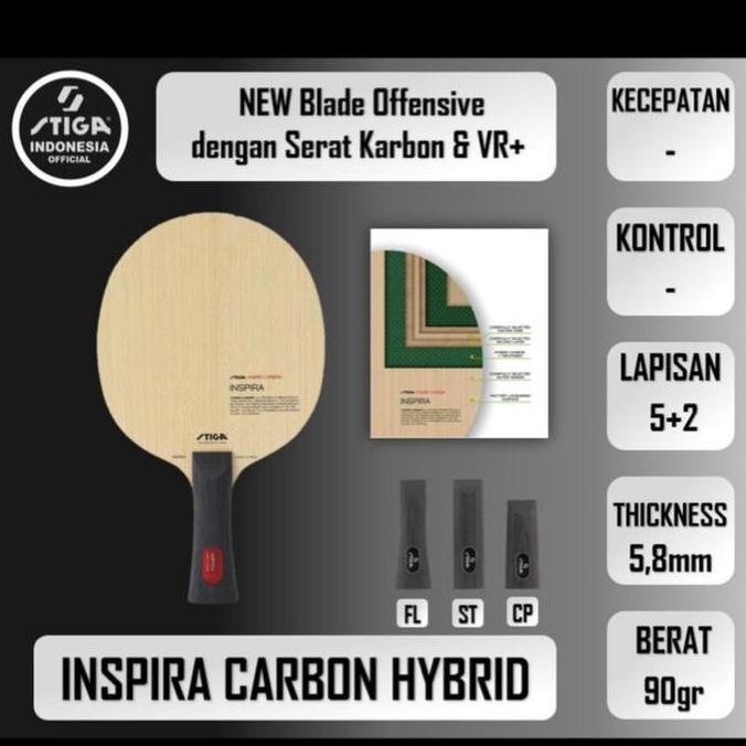 HARGA DISC - Bat Pingpong New STIGA INSPIRA Hybrid carbon - ITTF Approved Original