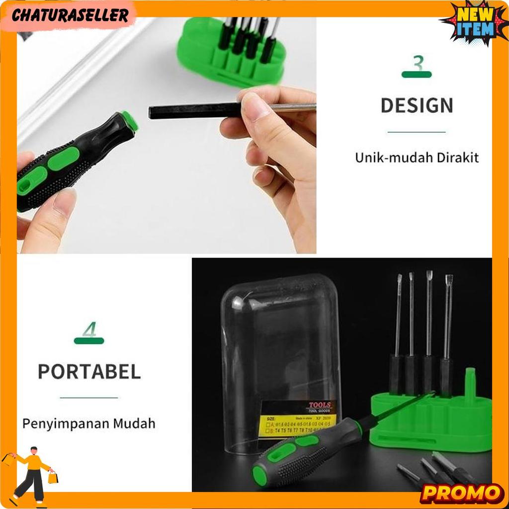 Isku 10In1 Obeng Set Lengkap Magnet Obeng Kembang/Obeng Hp Full Set/Obeng Kecil 1Set Multifungsi/Obe