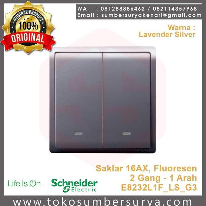 SAKLAR 2 GANG / DOUBLE / TUNGGAL FLUORESEN SILVER PIENO SCHNEIDER READY STOCK