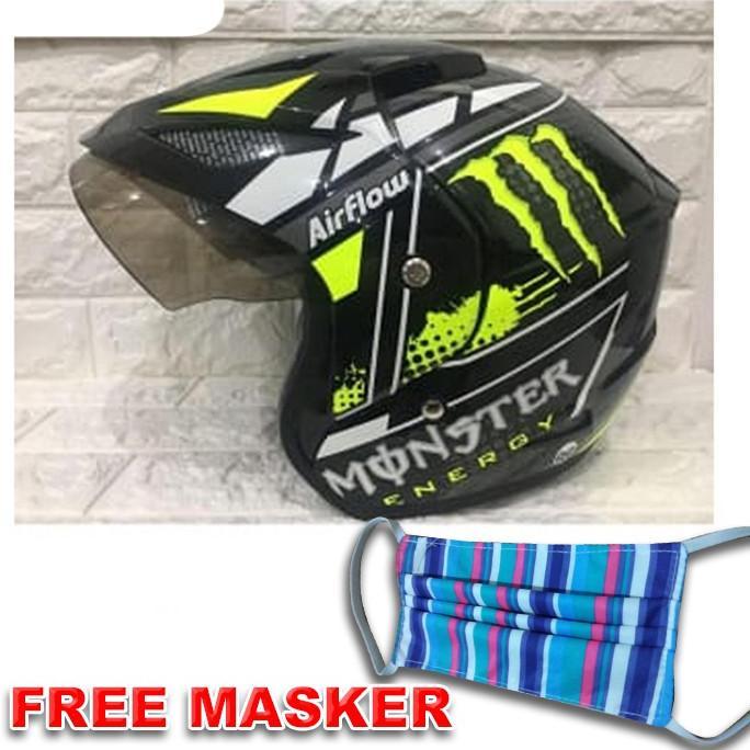 Terlaris Helm Helem Monster BXP Ori SNI Warna Abu - KUNING