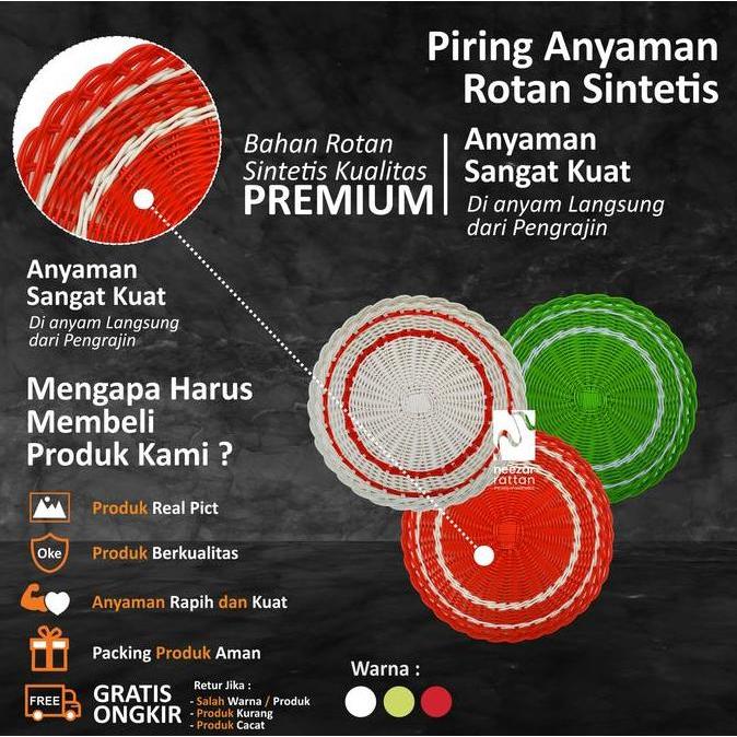 Neezar Rattan Piring Anyaman Rotan Sintetis Asli Cantik Unik Warna Murah Grosir Kitchenware Bahan Pr