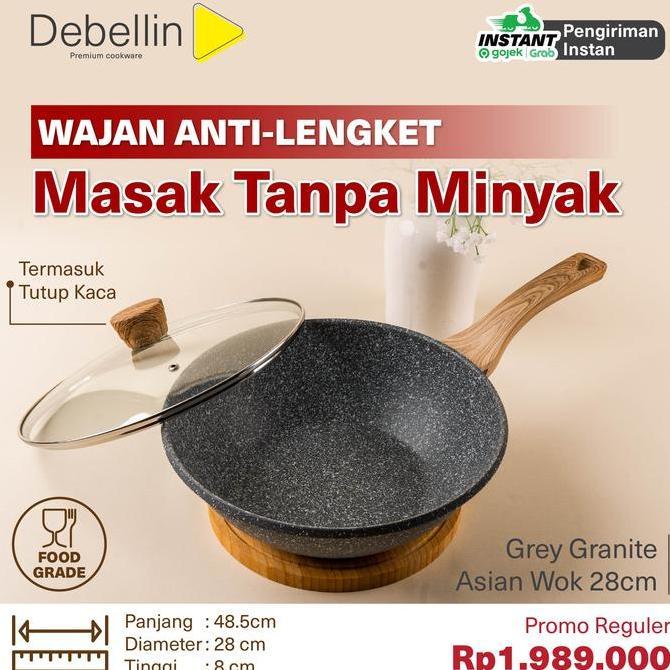 DEBELLIN Grey Granite Asian Wok Pan 28 cm
