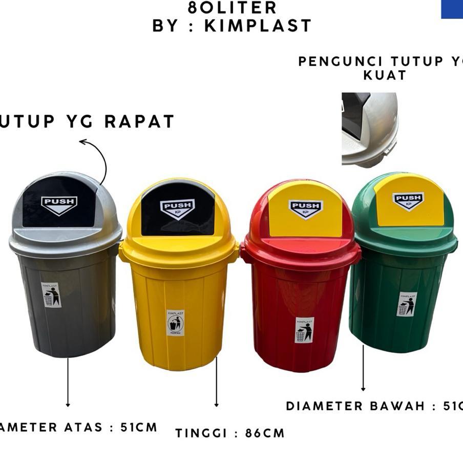 Kimplast - Tempat Sampah + Tutup 80 Liter Tempat Sampah Besar Tong Sampah Tong Sampah Besar Tempat S