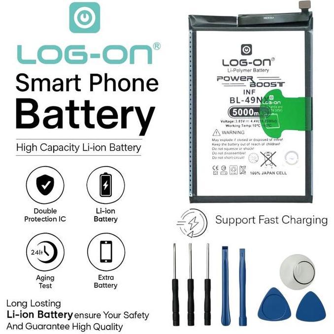 Baterai Log On BL-49NX Untuk Infinix Smart 9 / 9 HD Only 5000mAh BL49NX Fast Charging Batre Battery