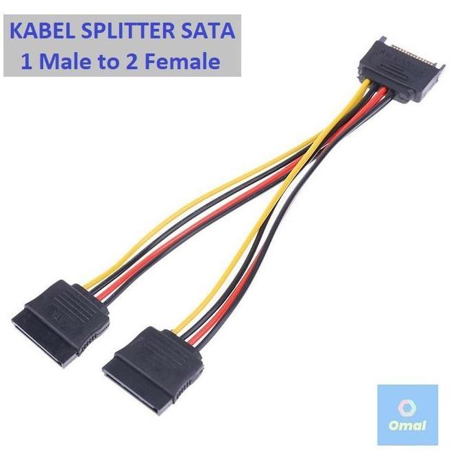 Kabel Power Sata 15pin Male To Dual Sata Female Splitter 2 Cabang