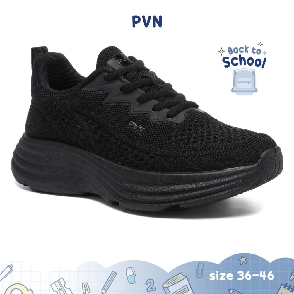 Grade Ori Pvn Minji Sepatu Sekolah Hitam Sneakers Wanita Sporty Black Back To School