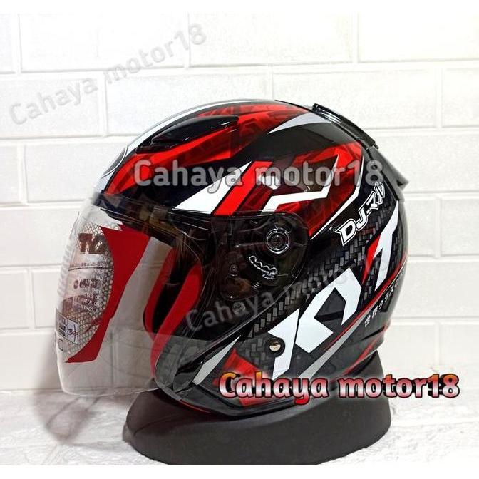 HELM KYT DJ MARU #15 BLACK RED|KYT HALF FACE ORIGINAL