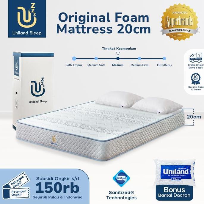 Kasur Busa Uniland Sleep Original 20cm Foam Mattress Box FREE BANTAL