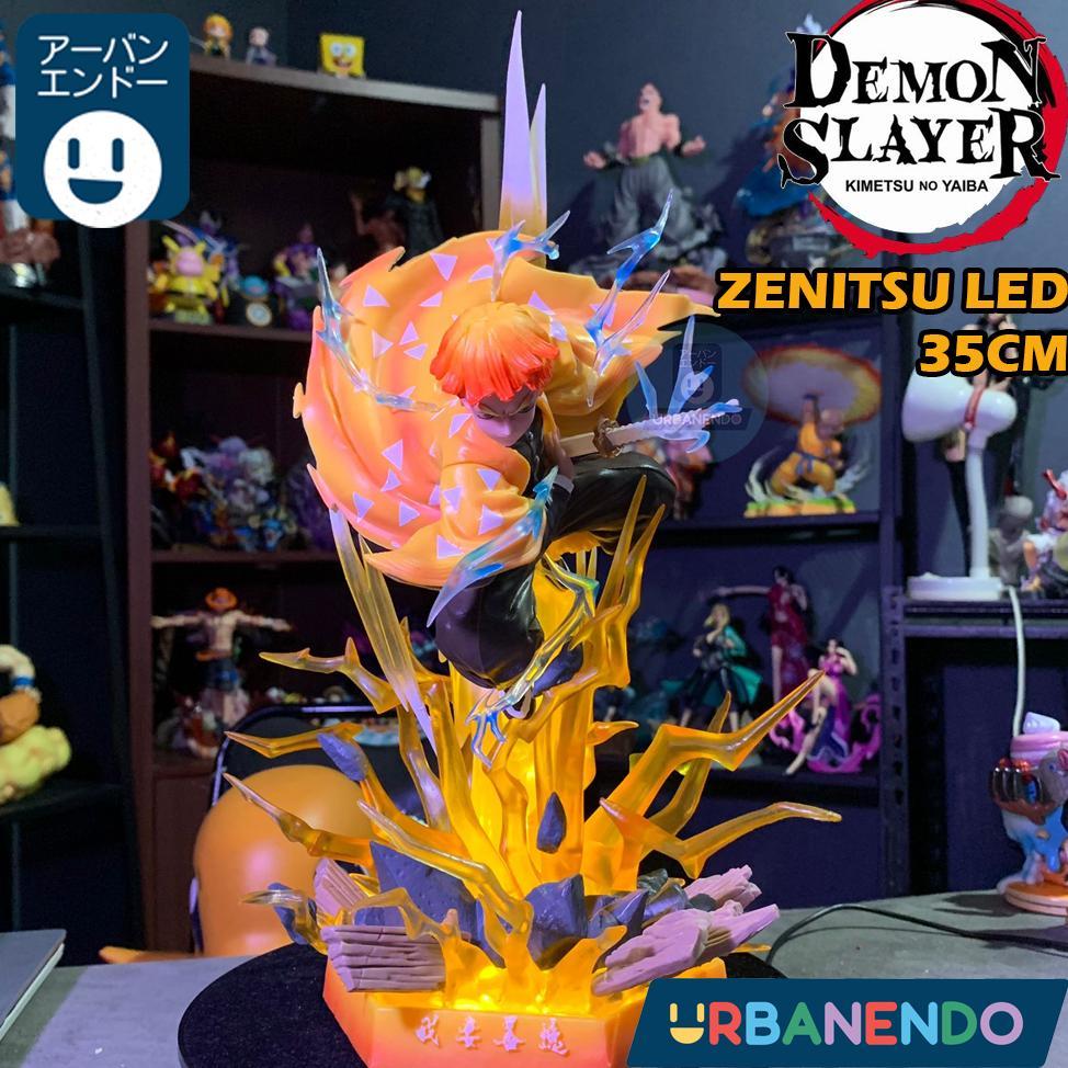 Action Figure Zenitsu Demon Slayer LED 35cm Statue Pajangan Anime