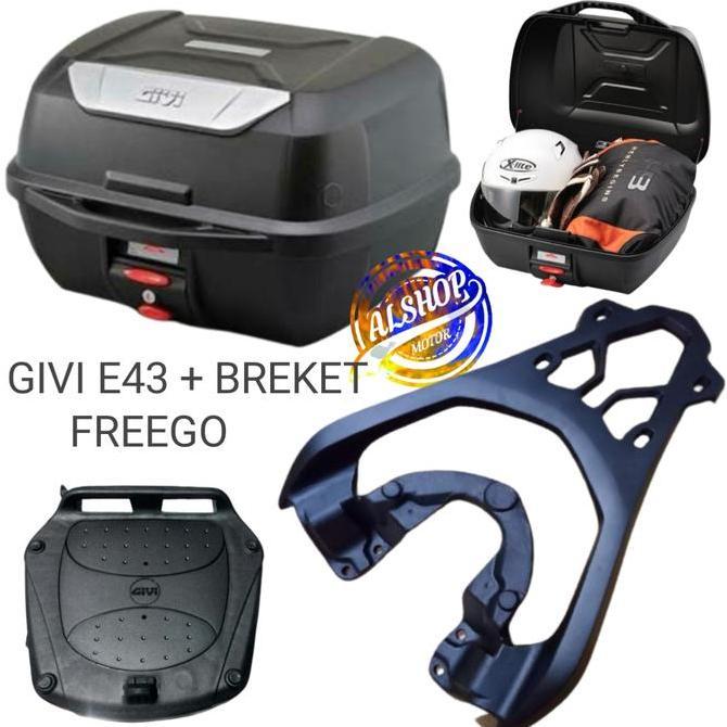 PAKETAN BOX GIVI E 43 E43 NTL DAN BREKET BOX YAMAHA FREEGO FREGO Fullface Helm Motorcycle
