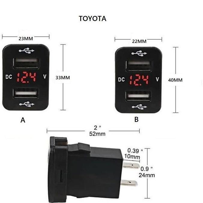 Charger Volt Toyota Car Charger Mobil USB Slot Volt Meter Aki