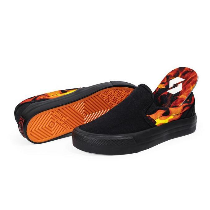 Slip On Pria Saba Red Flame All Black Slip On - Sepatu Sneakers Casual Pria Wanita
