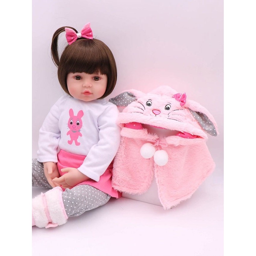 48CM NPK Reborn Mainan Boneka Bayi Perempuan Reborn Tampak Bahan Silikon Untuk Hadiah Anak