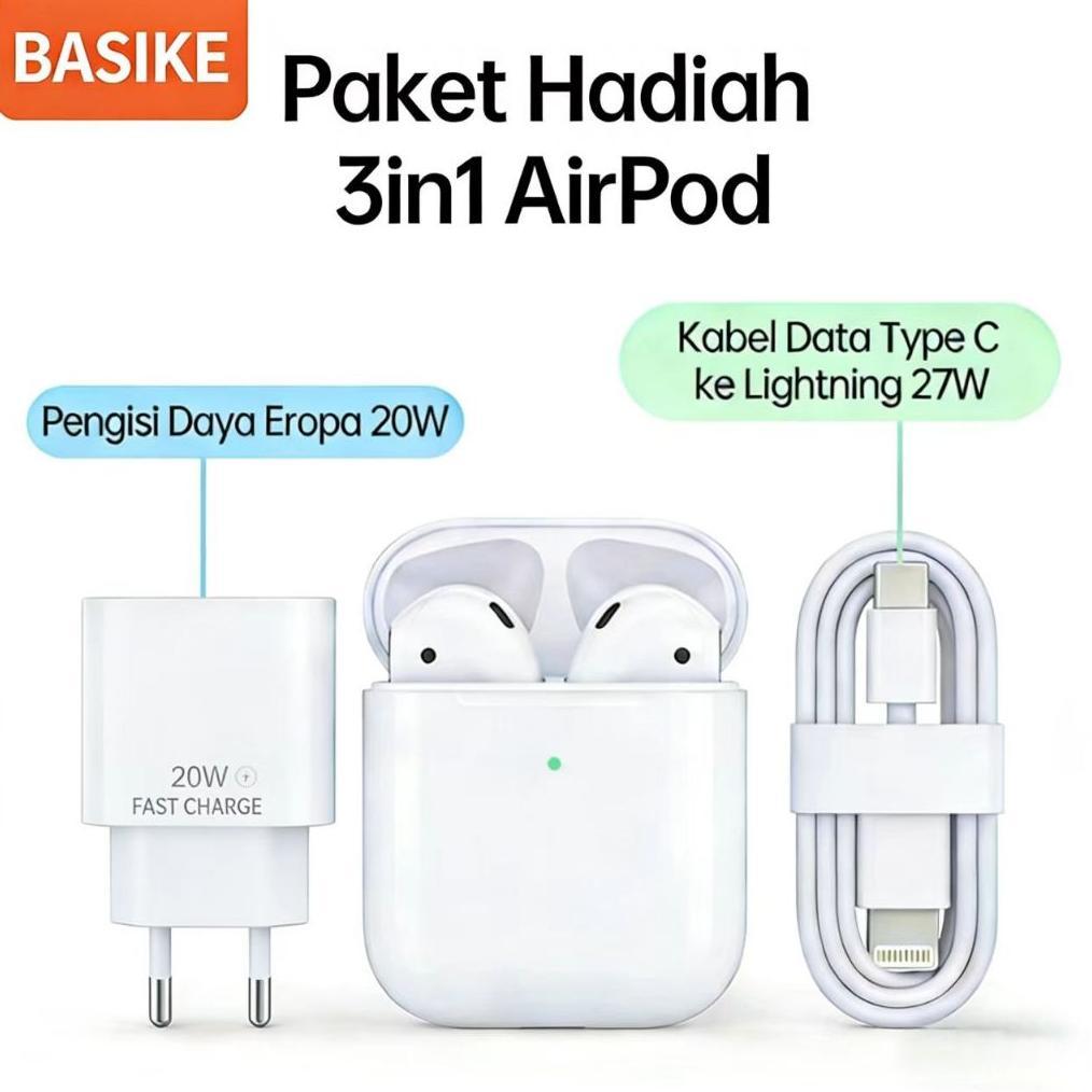 PROMO BASIKE Headset TWS Bluetooth 5.0 TW90 Bass Kuat Panggilan Noise Reduction Kasus Pengisian Semi