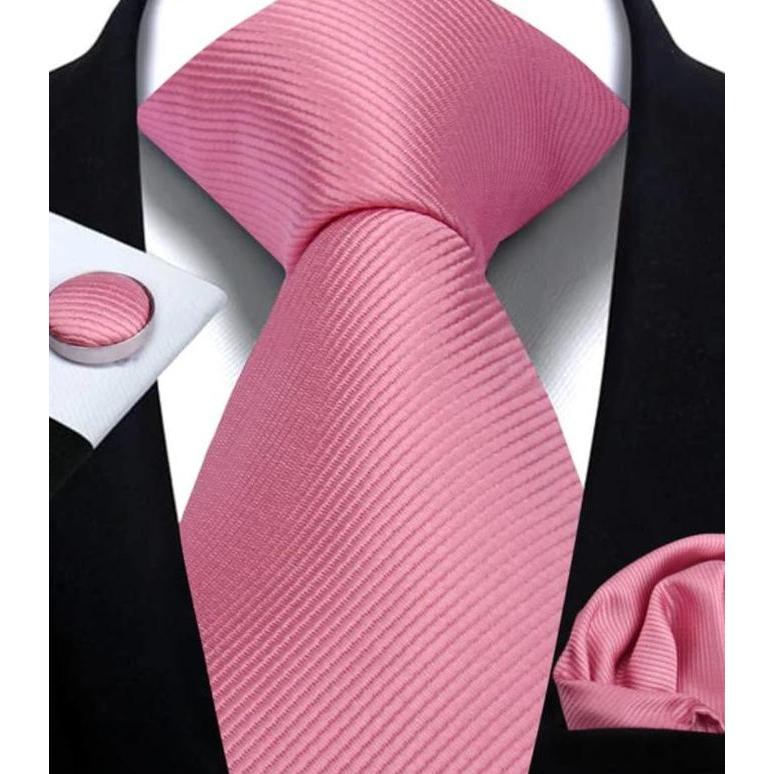 Dasi Pria Set Sapu Tangan Cuffling Warna Pink