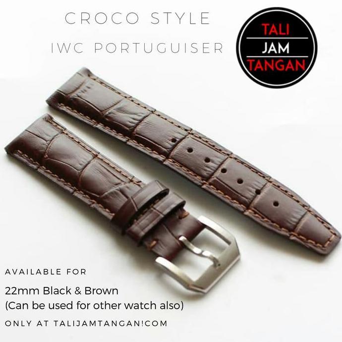 22mm IWC Portugieser Croco Leather Strap Tali Jam Kulit