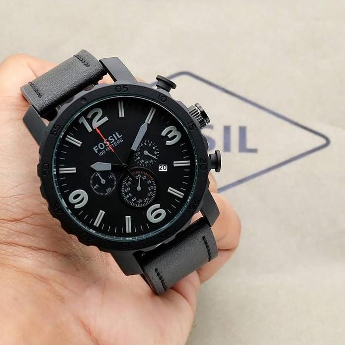 Jam Tangan Pria Original JR1354 JR 1354 Chronograph Leather Black Dial