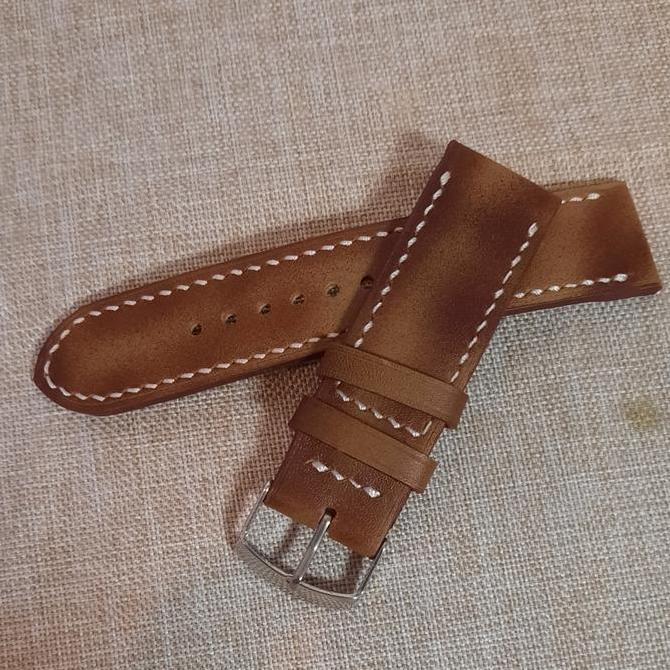 22mm, 24mm Tali Jam Kulit Asli Custom Handmade Vintage