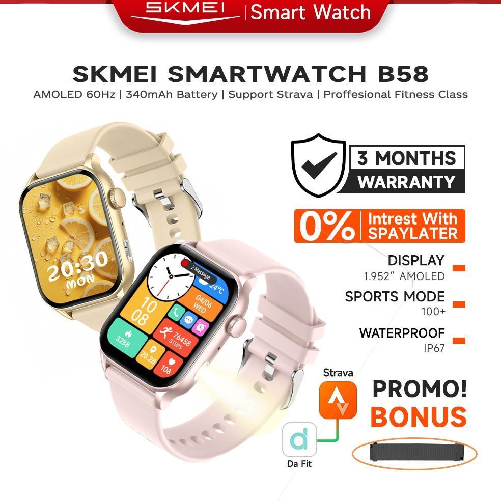 TERBARU SKMEI B58 Smartwatch 1.95inci Amoled Touchscreen Jam Tangan Pria IP67 Waterproof Bluetooth C