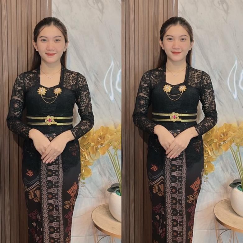 Setelan kebaya + rok moscrepe motif bahan melar/Setelan Kebaya Bali Sofia Panjang Premium/kebaya bal
