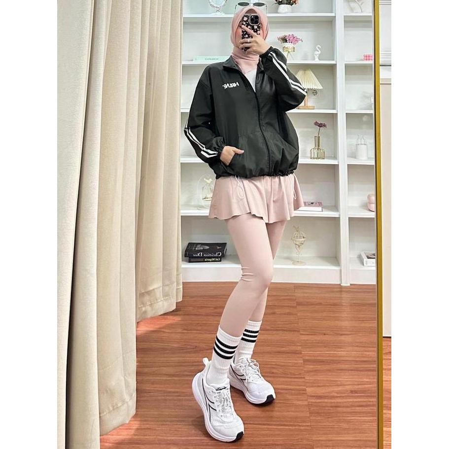 Supotsu- Alfan - Jaket Olahraga Jogging Parasut Nita - Jaket Parasut Tanpa Kupluk Jumbo Sport
