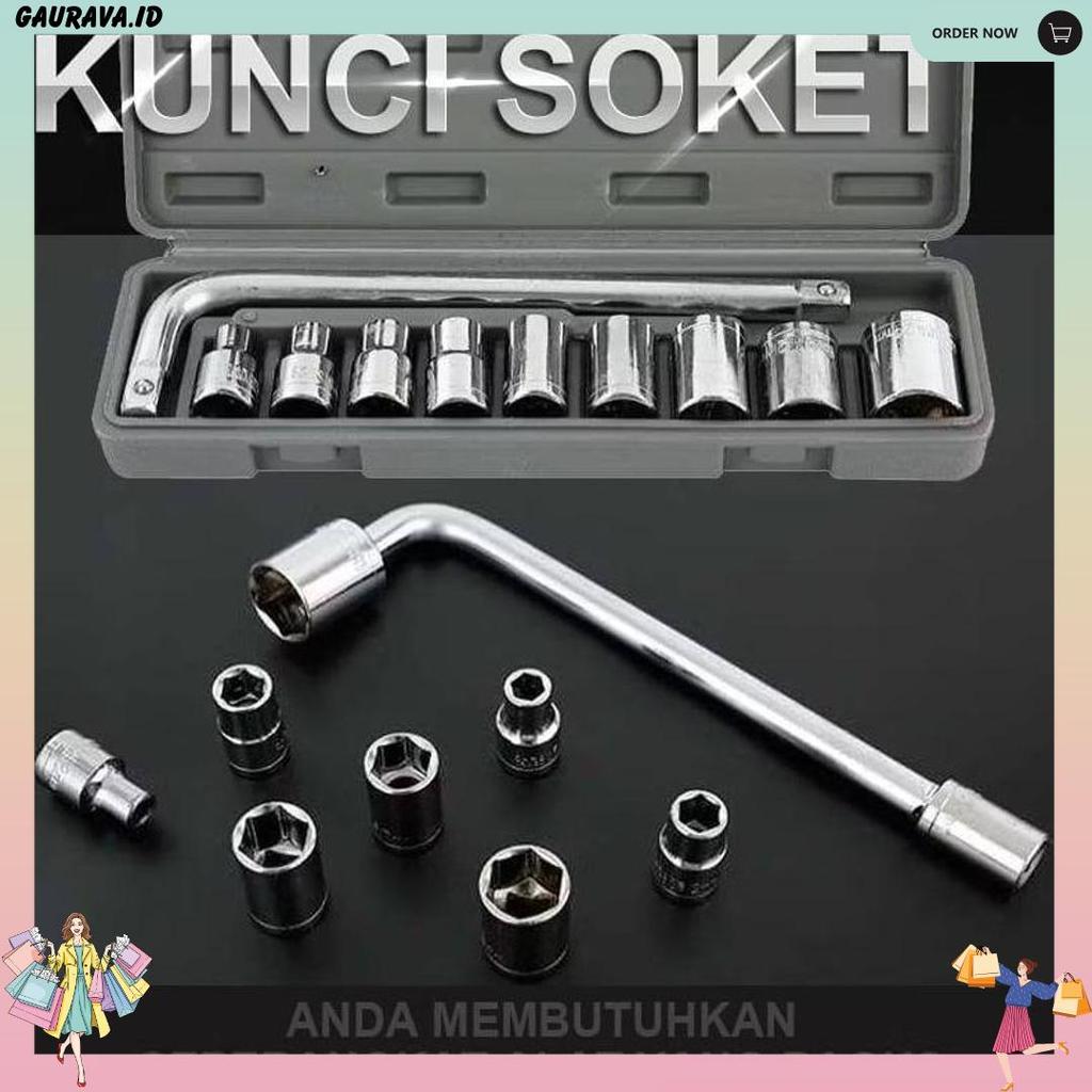 Kunci Shock 10Set 27Set Lengkap Komplit Obeng Socket Ring Tool Kit Alat Bengkel Service Mobil Motor 