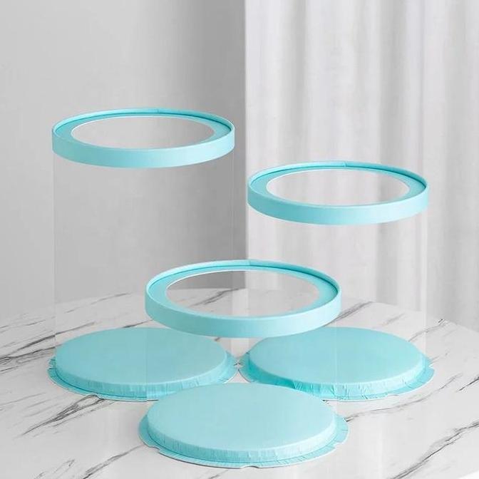 Papipu- Kotak Transparan Bulat Cake Box Mika Gift Box Mika Atap Transparan