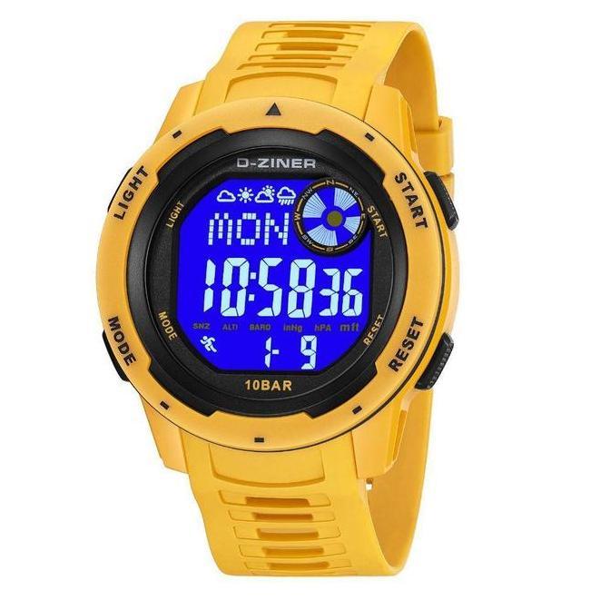 Boshi- Dziner Jam Tangan Pria Dziner 8351 Rubber Double Time Ter Resistant 3 Atm Kaca Stainless