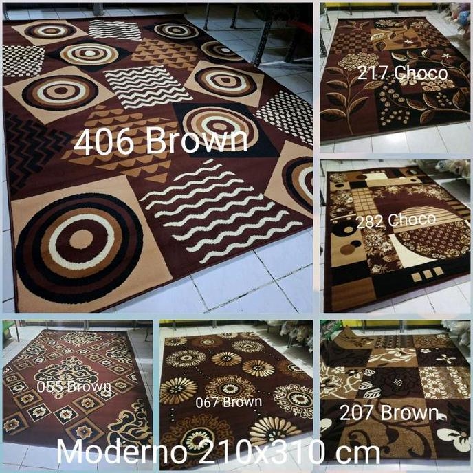KARPET PERMADANI MOMENTO MODERNO JUMBO 210X310 CM COKLAT CREAM GOLD *