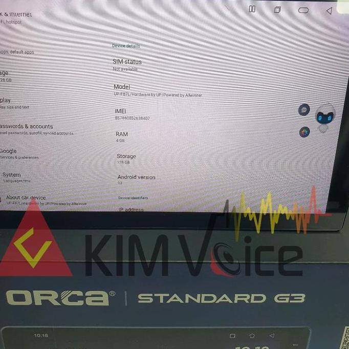 Head Unit Android Orca 10 inch OEM HRV Soket pnp